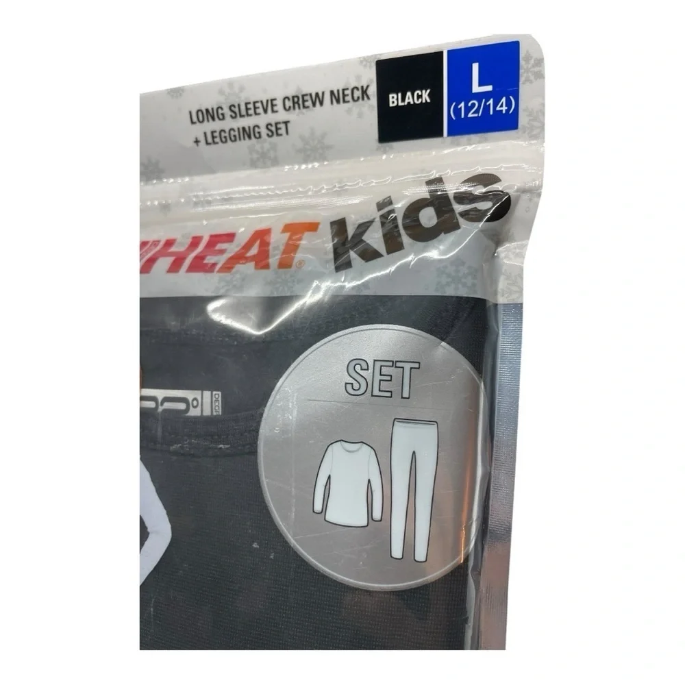 32 Degrees HEAT Kids Long sleeve crew neck + Legging set Base Set Black Large.